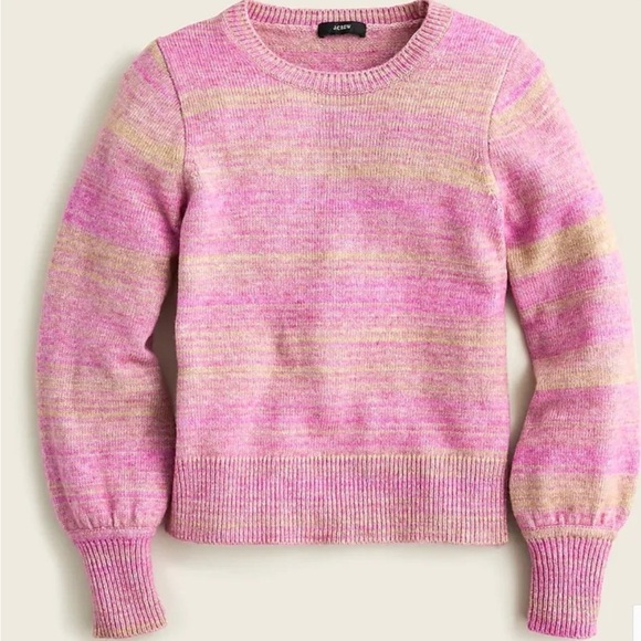 J. Crew Italian Space-Dyed Puff Sleeve Sweater Dahlia Sand merino wool cashmere - Picture 10 of 10